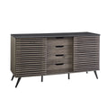 Contemporary Sliding Slat Door Sideboard Ebony Slate Grey Ebony Mdf