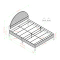 Modern Upholstered Curved Headboard Queen Bedframe Blue Queen Blue Metal Polyester