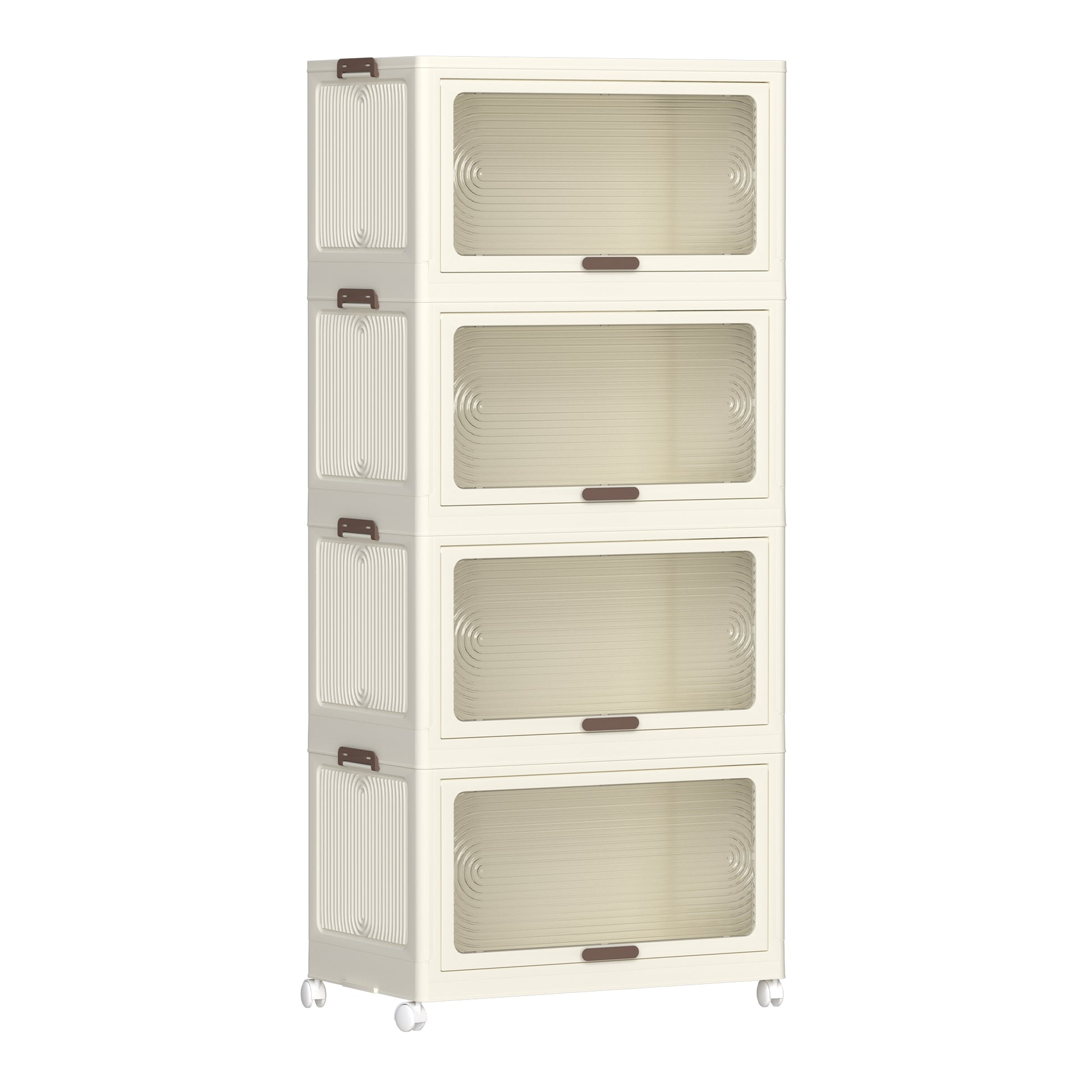 4 Tier Plastic Storage Bins With Lids 230Qt, Stackable Storage Containers With Wheels, Folding Storage Boxes, Collapsible Storage Bins, Closet Organizers And Storage For Living Room,Office,Dorm 3 4 Shelves Cream White Kitchen American Design,Classic