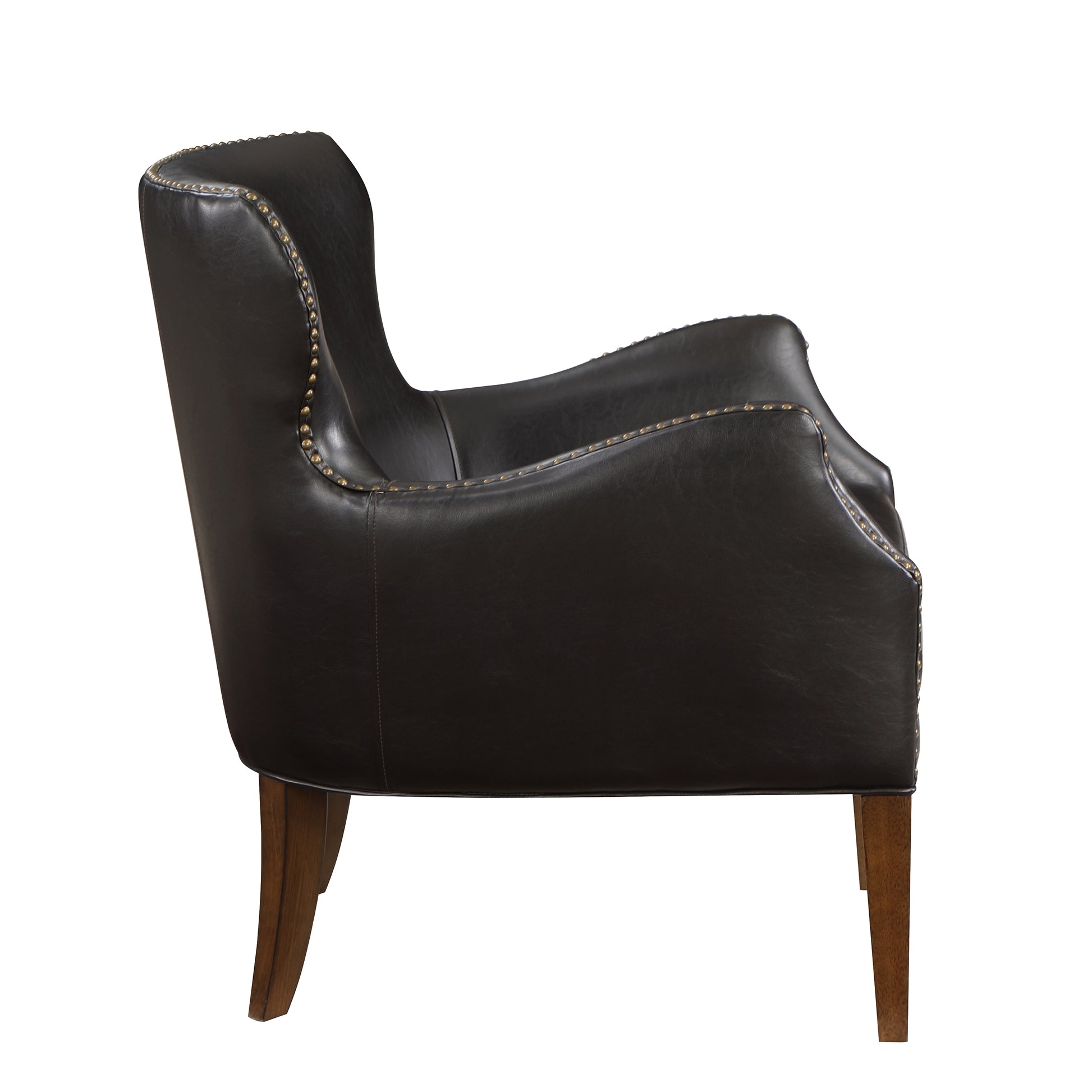 Daniela Deep Brown High Leg Slope Arm Chair Brown Foam Faux Leather