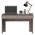 Acre Writing Computer Desk, Two Drawers Grey Computer Desk Office Modern Freestanding Rectangular Drawers Desk Rectangular Particle Board Engineered Wood