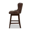 Holmes Tufted High Back 360 Swivel Counter Height Barstool, Mid Brown Faux Leather Brown Foam Faux Leather