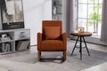 Mid Century Modern Accent Chair With Wood Frame, Upholstered Living Room Chairs With Waist Cushion, Reading Armchair For Bedroom Sunroom Brown Linen
