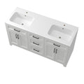 Solid Wood 60 Inch Bathroom Vanity With Double Sink Combo, Modern Vanity Cabinet With 4 Soft Closing Doors & 3 Full Extension Dovetail Drawers White 3 White 4 4 48 In & Above 32 To 35 In Soft Close Doors Bathroom Freestanding Luxury,Modern 20 25 Inches