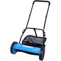 16 Inch 5 Blade Push Reel Lawn Mower With Grass Catcher, Blue Color Blue Steel