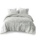 Crushed Velvet Sherpa Reversible Comforter Set Queen Grey Polyester