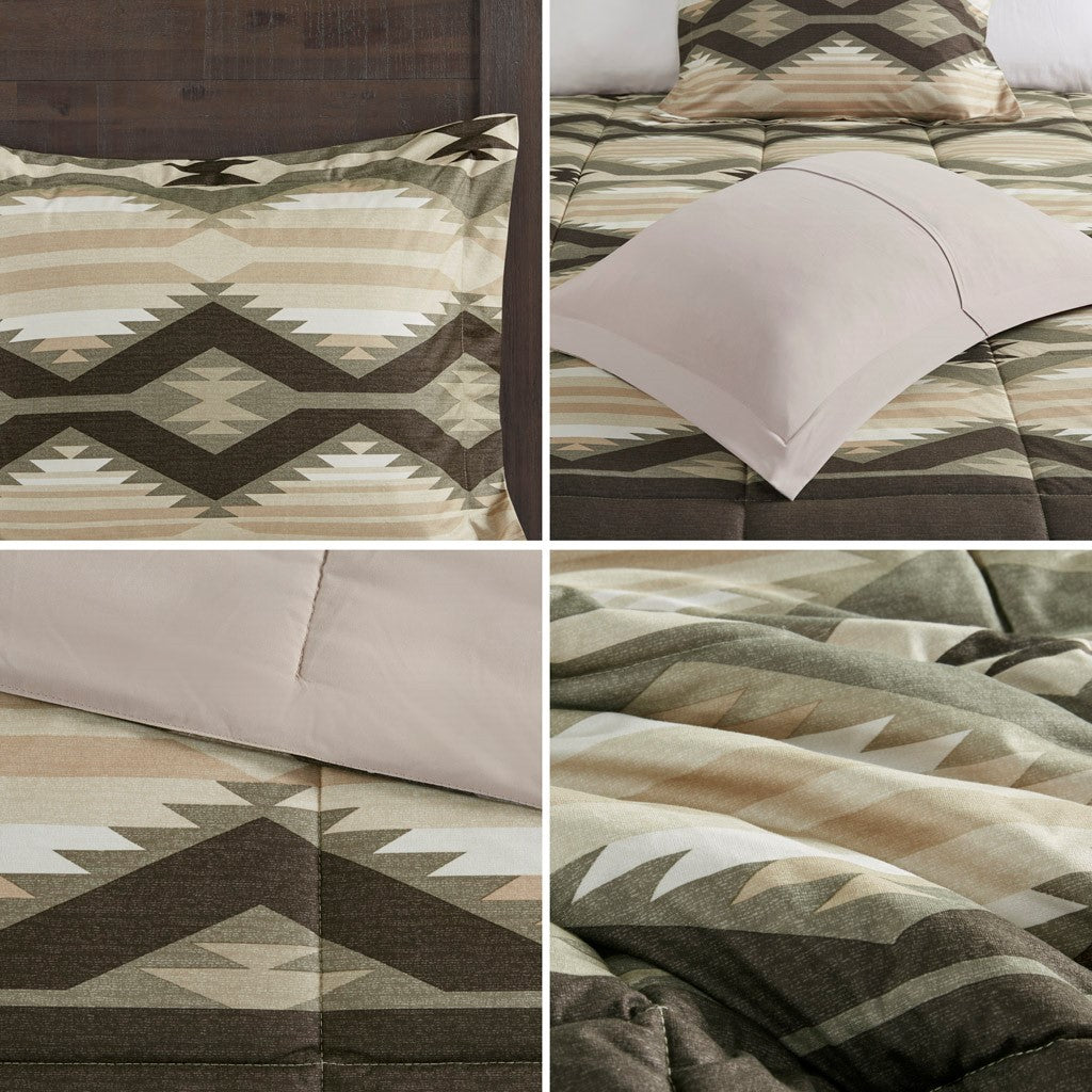 Down Alternative Comforter Set With Throw Pillow Queen Multicolor Polyester