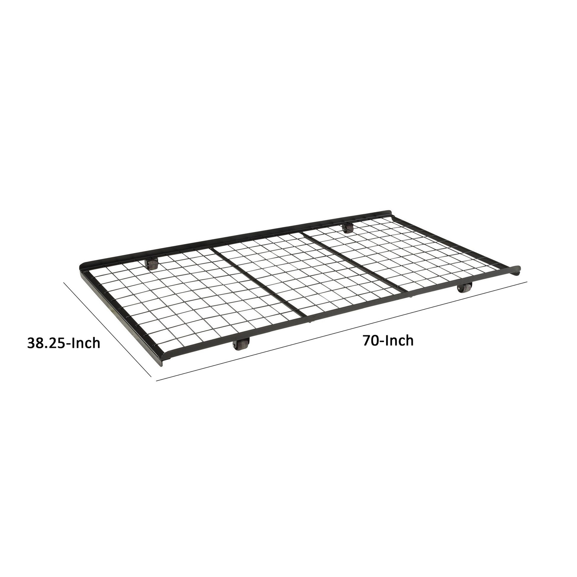 Twin Trundle Bed Frame, Rolling Caster Wheels, Sturdy Gridlike Frame, Black Twin Black Metal