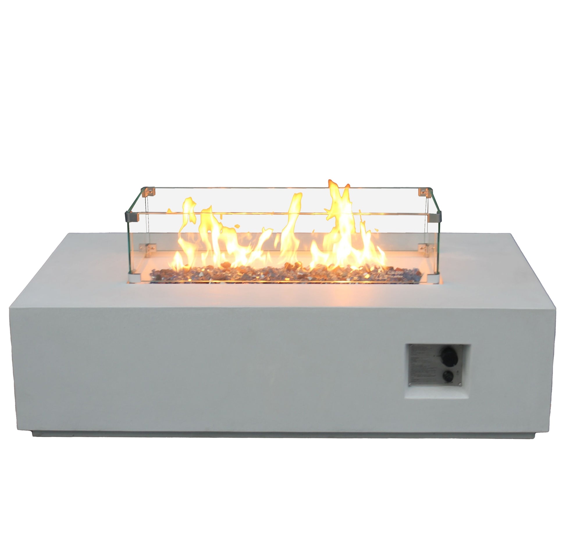 52 Inch Outdoor Concrete Propane Gas Rectangle Fire Pit Table In Antique White Color Antique White Garden & Outdoor American Design,Contemporary,Luxury,Modern Fiberglass Concrete