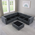 Modular Sectional Sofa, Convertible L Shaped Sofa Couch, Modular Sectionals With Ottomans, 6 Seat Sofa Couch With Reversible Chaise For Living Room. Chenille Grey Grey Chenille Fabric 6 Seat