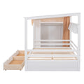 Full Size House Bed With Two Drawers And Wardrobe,White Full White Solid Wood