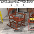 Outsunny Outdoor Rocking Chair Set Of 2 With Side Table, Patio Wooden Rocking Chair With Smooth Armrests, High Back For Garden, Balcony, Porch, Supports Up To 352 Lbs., Wine Red Red Wood