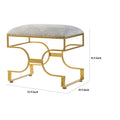 24 Inch Modern Ultra Padded Ottoman, Geometric Frame, Gray, Gold Patina Gray Iron