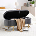 Storage Bench Bedroom Bench, Velvet Oval Upholstered End Of Bed Bench With Golden Metal Legs,50