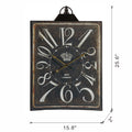 Large Vintage Black Rectangular Wall Clock With White Numerals, Home Decor Accent Clock White Black Iron