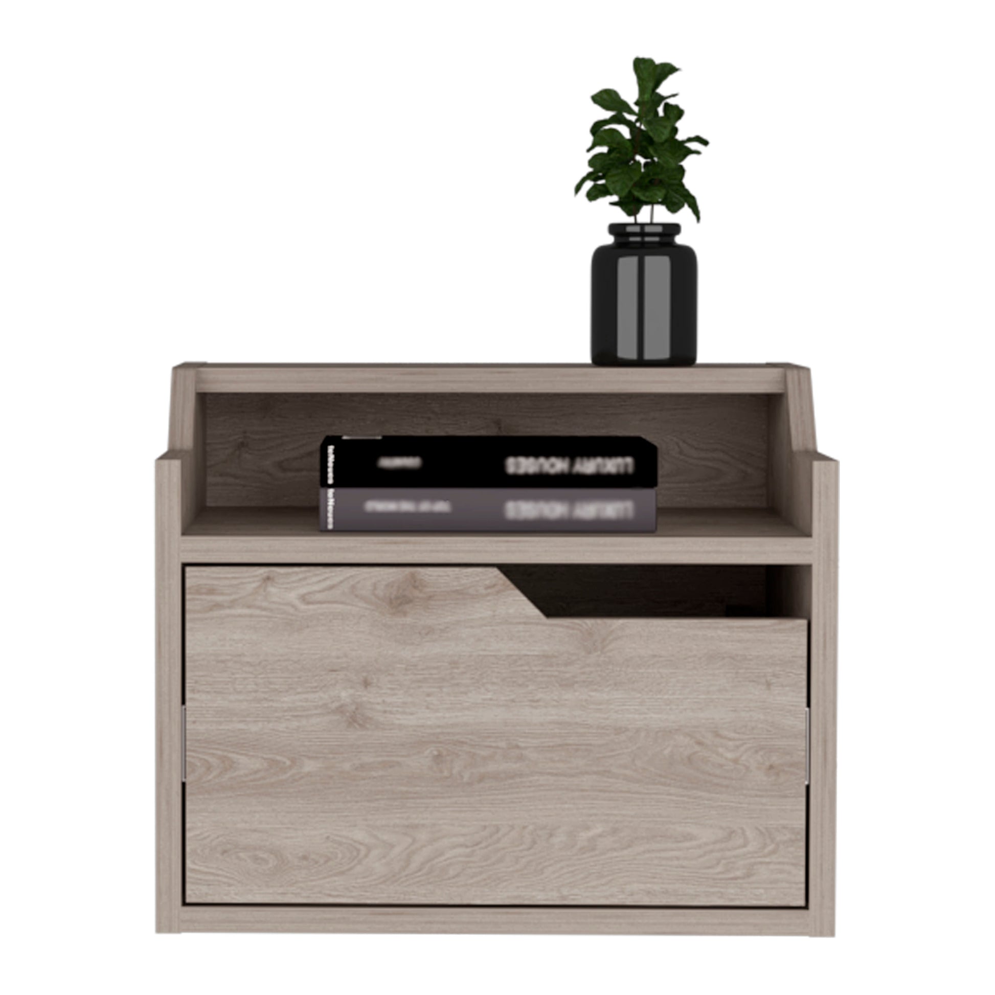 Florence Floating Nightstand With Drawer And Dual Shelf Display Beige 1 Drawer Bedroom Rectangle Shelf Mdf Engineered Wood