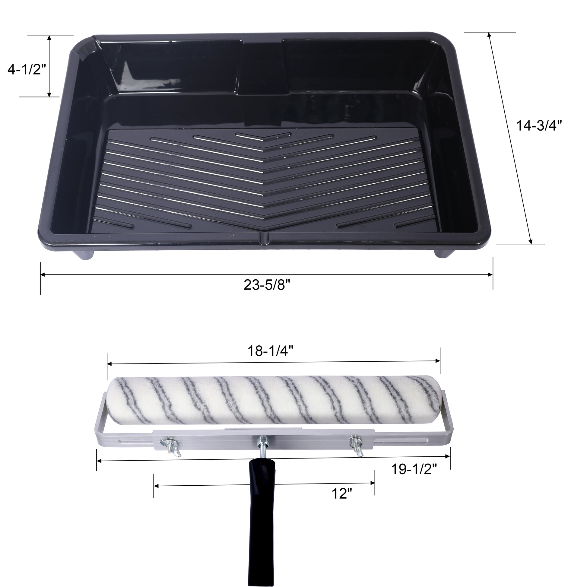 5Pc 18 Inch Paint Roller Kit 18 Inch Paint Roller 18 Paint Roller Tray Microfiber Paint Roller Sleeves Pack Of 3 White Abs