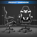 Gaming Chair, Computer Chair With Footrest, Height Adjustable & 90 135 Tilt Function, Swivel Recliner Ergonomic Racing Style Video Game Chair With Lumbar Support Black White White Black Leather