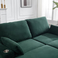 Green 2 Seater Sofa With Usb Cup Holder With 2 Ottoman Green Solid Wood 2 Seat