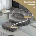 Coolmore Bean Bag Chair, Floor Sofa With Handle,Accent Sofa Chair With Ottoman For Gaming Reading Relaxing Gray Gray Plush