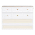Full Size Murphy Bed With Large Drawers,White Full White Plywood