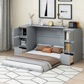 Full Size Murphy Bed With Drawers, Cabinets And Usb Ports,Gray Full Gray Mdf Lvl