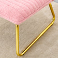 Modern Minimalist Pink Plush Fabric Single Person Sofa Chair With Golden Metal Legs. Suitable For Living Room, Bedroom, Club, Comfortable Cushioned Single Person Leisure Sofa Pink Plush