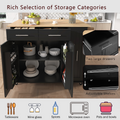 K&K Kitchen Island With Drop Leaf, Kitchen Storage Cart With 3 Tier Pull Out Cabinet Organizer, Internal Storage Rack, Rolling Kitchen Cart On Wheels With Towel Rack, 2 Drawers, For Kitchen, Black Black Brown Kitchen Classic,Farmhouse,Luxury,Modern