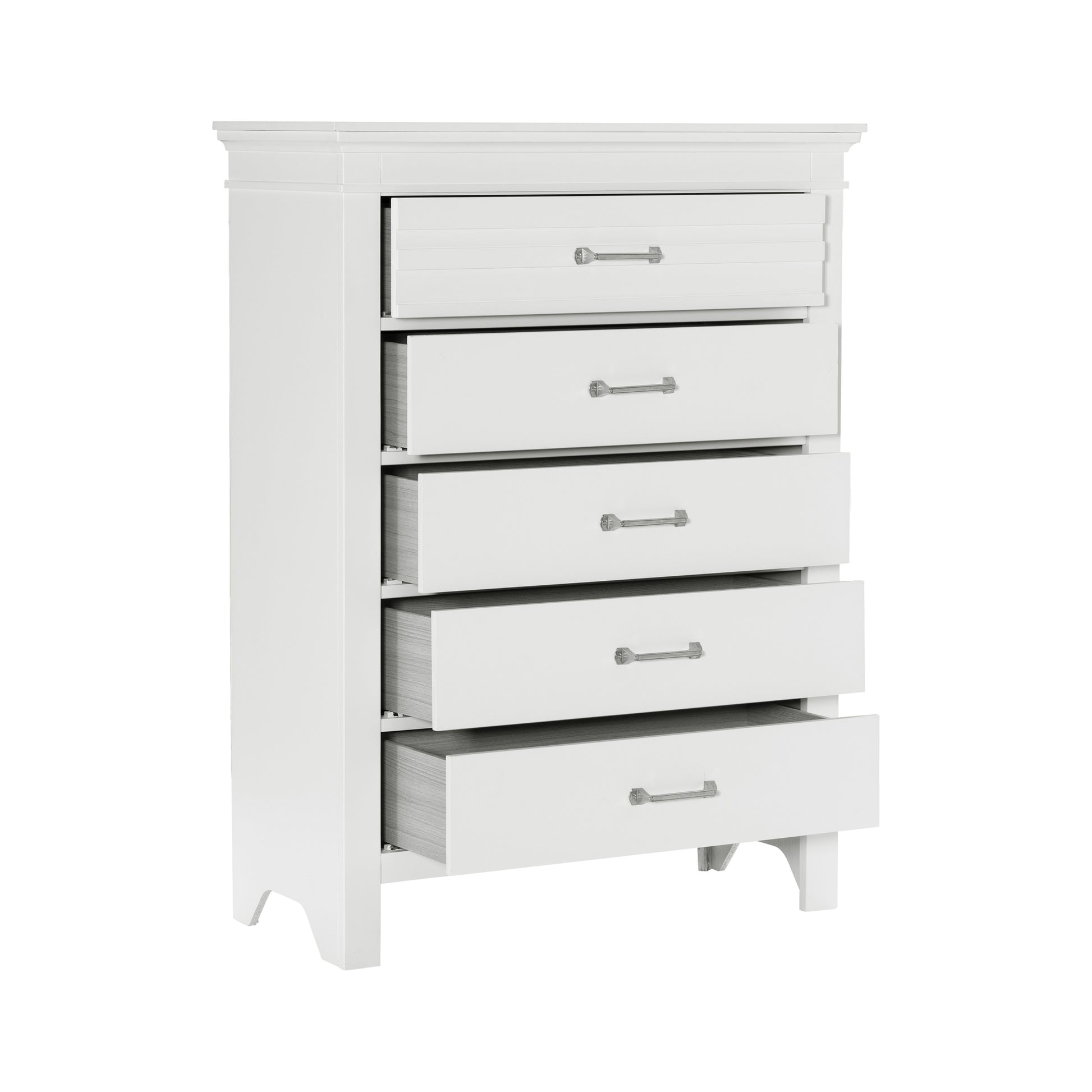 5 Drawers White Finish Chest Transitional Style Wooden Bedroom Furniture 1Pc White Bedroom Transitional Wood