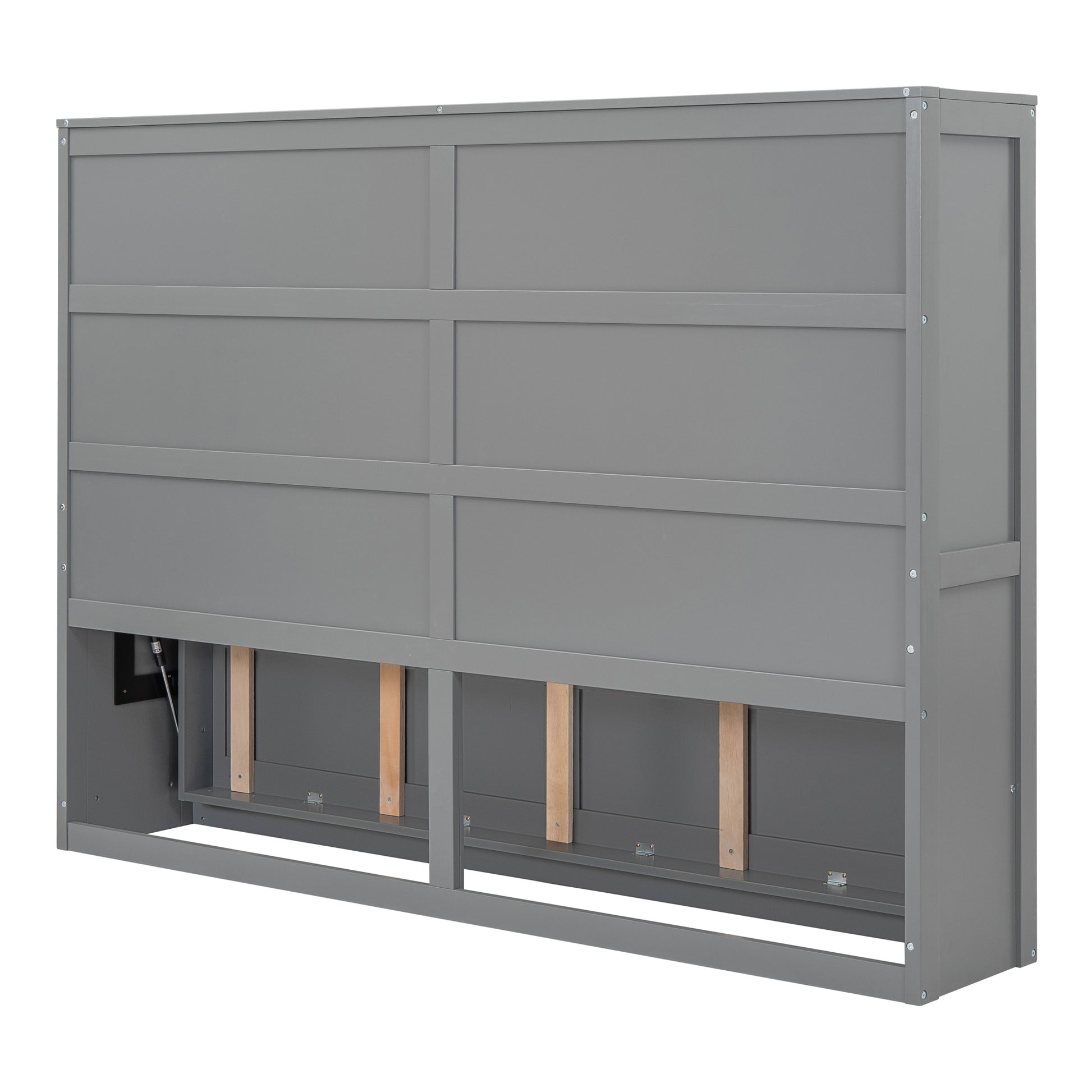 Queen Size Murphy Bed Wall Bed,Gray Queen Gray Plywood