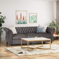 Stylish Slate Suede 3 Seater Sofa With Rolled Arms Modern, Elegant, And Comfortable Couch, Perfect For Relaxing Evenings, Ideal For Contemporary Home Decor, Durable Upholstery, And Luxurious Design Slate Suede Wood Primary Living Space Cushion Back