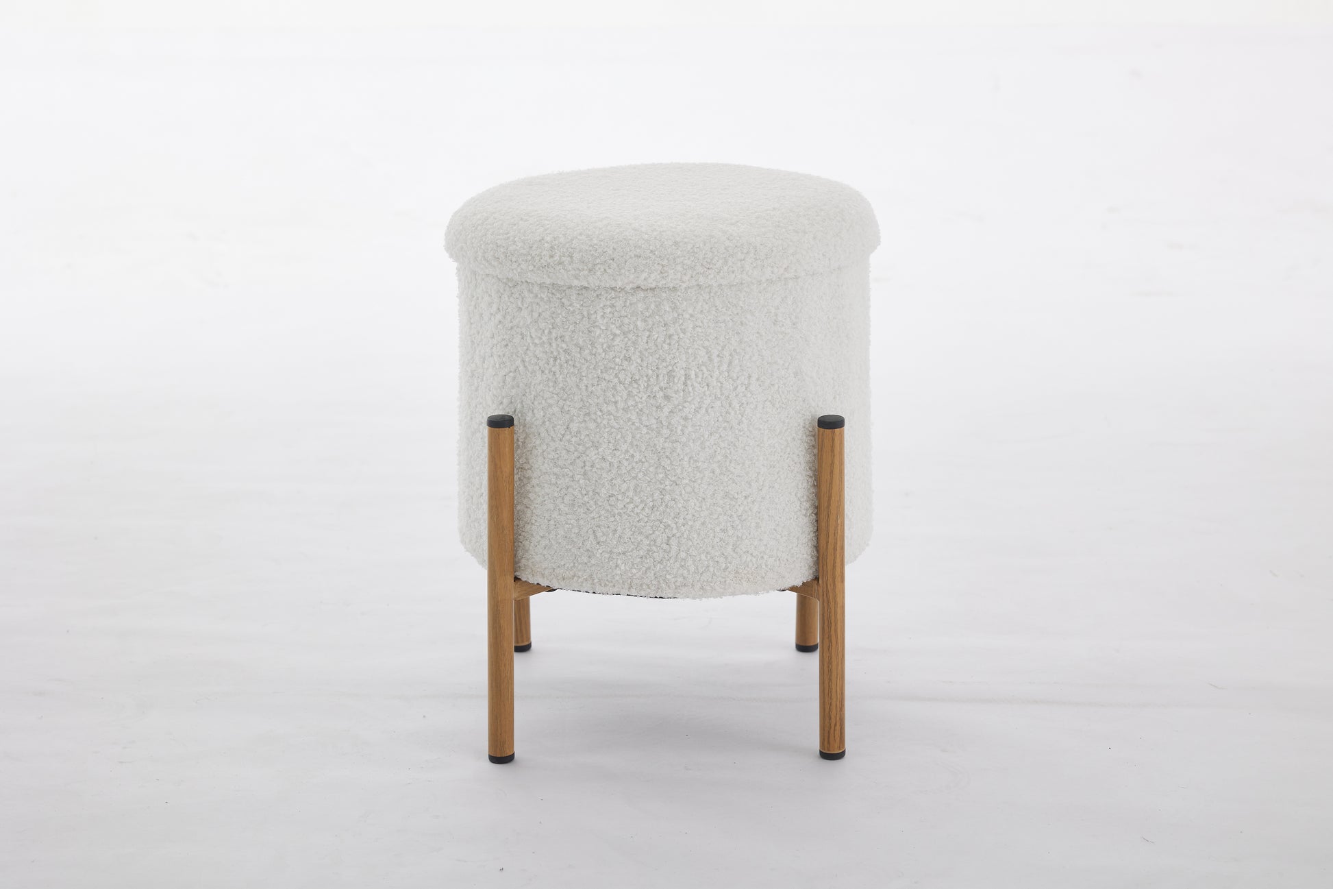 Modern Round Storage Ottoman, Ottoman Foot Stools With Metal Base, Ottoman Footstool With Removable Lid Storage Ottoman For Living Room, Bedroom, Makeup Room White White Upholstered