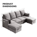 Modern U Shape Modular Sofa, 7 Seat Chenile Sectional Couch Set With 2 Pilows Lncluded, Freely Combinableindoor Funiture For Living Room,Apartment, Office, 3 Colors Dark Grey Chenille Metal Primary Living Space Medium Soft Loose Back Modern Poplar Foam