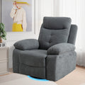 Power Recliner Glider Chair With Bluetooth Speaker 270 Degree Swivel With Led Light Side Arm With Storage Pockets Usb Type C Charging Port Button Control Retractable Footrest Adjustable Backrest Lg Light Grey Linen Power Push Button Metal Primary Living