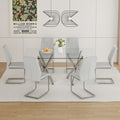 Table And Chair Set.Large Minimalist Rectangular Glass Dining Table For 6 8 With 0.39