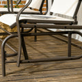 Outsunny Outdoor Glider Bench With Center Table, Metal Frame Patio Loveseat Withmesh Fabric And Armrests For Backyard Garden Porch, Beige Beige Steel