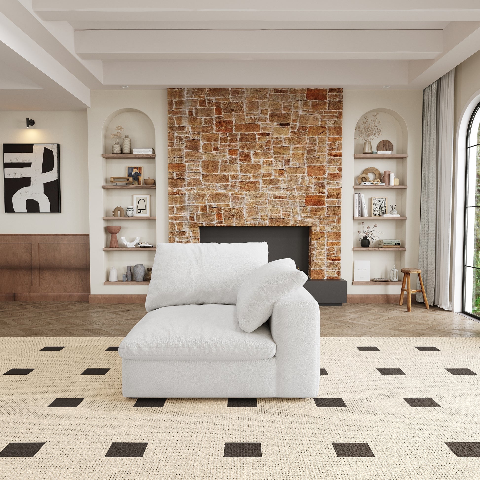 Modular Sectional Couch 80" Down Filled Modular Sectional Sofas For Living Room,Cushion Covers Removable Seater 2Seaters White Down Filling,Fabric 2 Seat