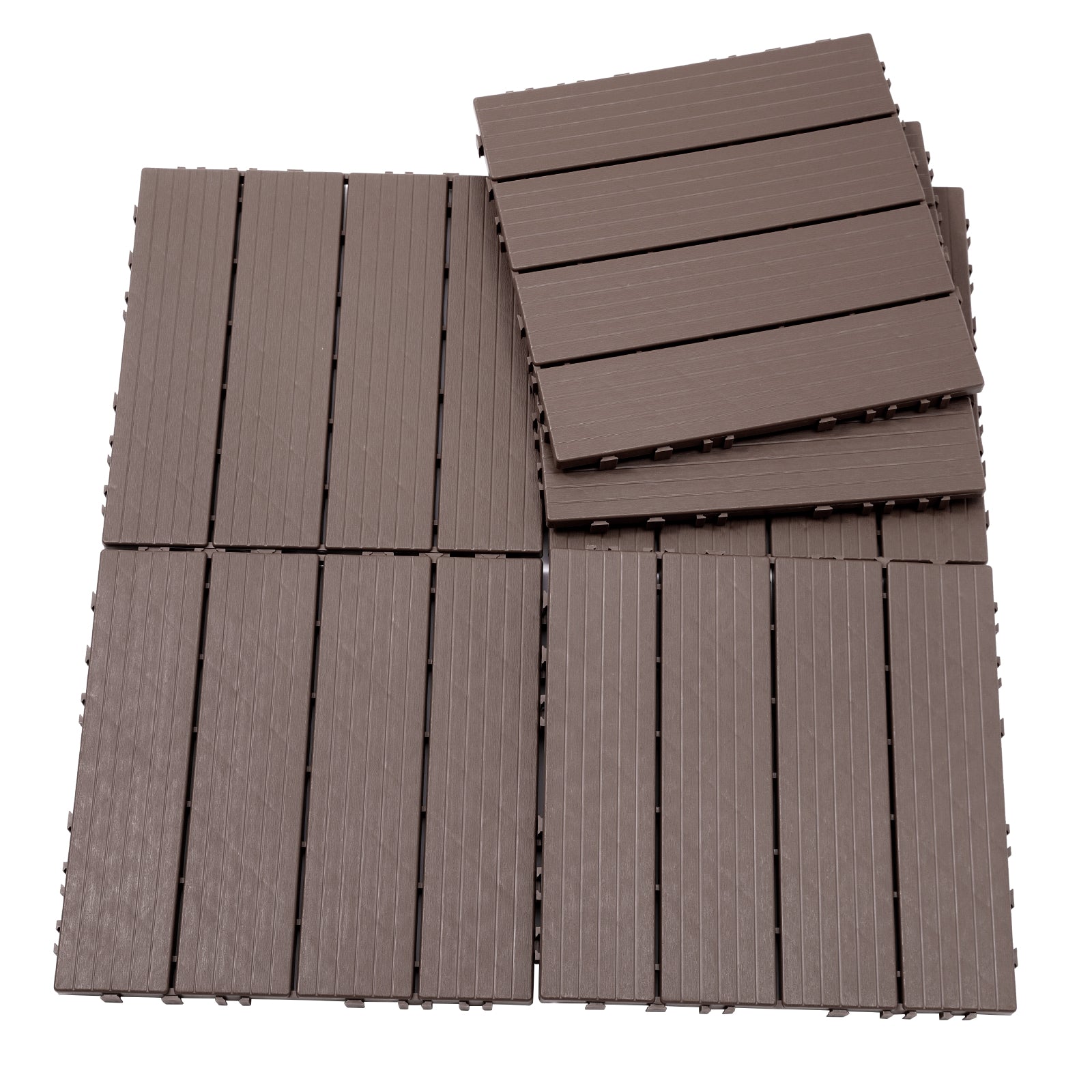 Plastic Interlocking Deck Tiles, 11.8"X11.8" Pack Of 44 , Patio Flooring Outdoor Waterproof All Weather Use For Garden Poolside Front Back Yard, Light Coffee Color Light Coffee Plastic