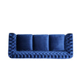 Classic 3 Seater Velvet Sofa In Navy Blue, Offering Timeless Elegance And Luxurious Comfort For Your Living Space, Featuring Plush Upholstery For Ultimate Relaxation And Stylish Entertaining Navy Blue Velvet Wood Primary Living Space Medium Soft Tight