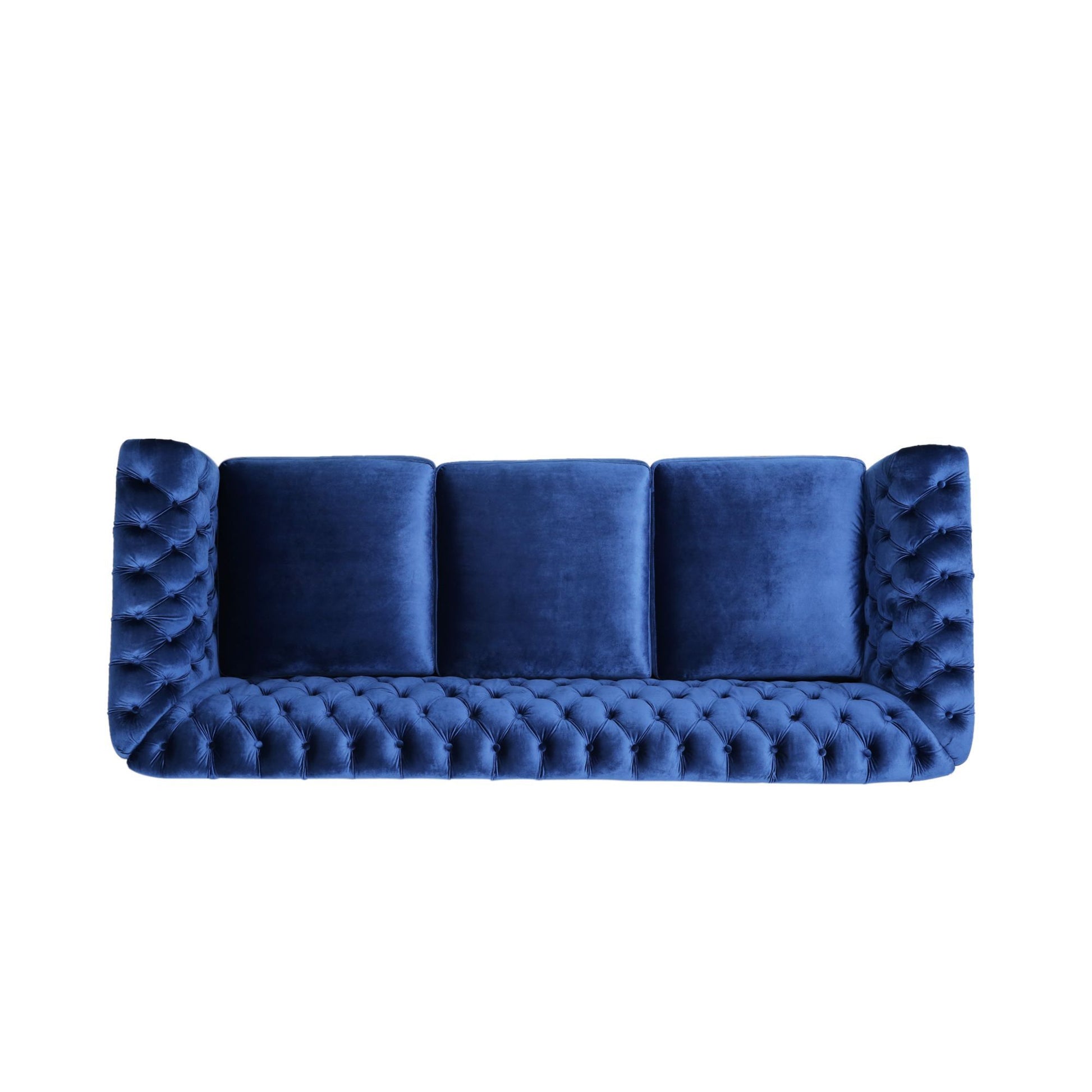 Classic 3 Seater Velvet Sofa In Navy Blue, Offering Timeless Elegance And Luxurious Comfort For Your Living Space, Featuring Plush Upholstery For Ultimate Relaxation And Stylish Entertaining Navy Blue Velvet Wood Primary Living Space Medium Soft Tight