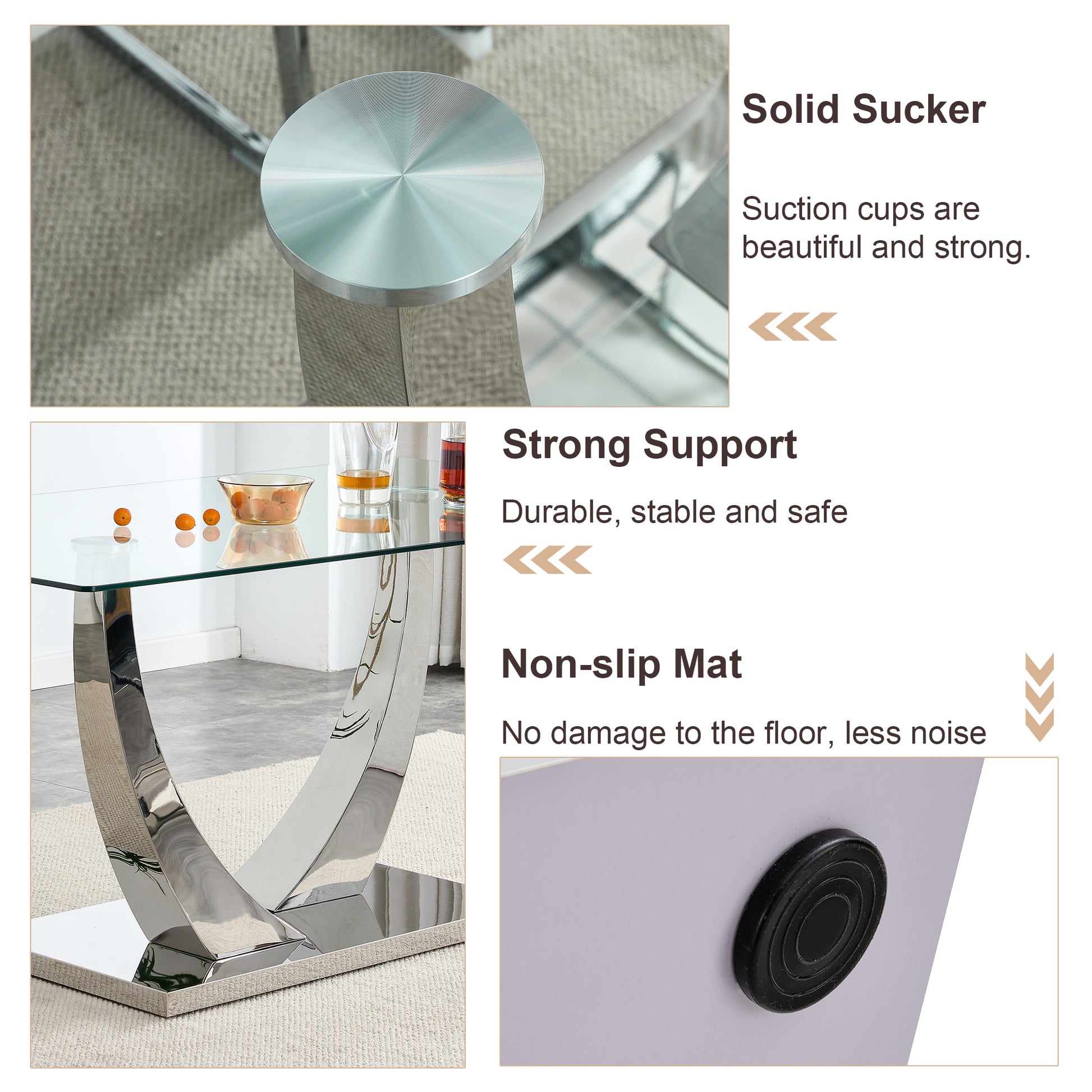 Table And Chair Set.Modern Dining Table,Tempered Glass Tabletop And Silver Colored Leg.Paired With 4 Soft And Comfortable White Pu Chair, Perfect For Dinner, Meetings, Home And Office Decor. White