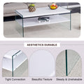 Double Rectangular Coffee Table. The Board Surface Is Mdf, With White Stickers, And Both Sides Are Transparent Tempered Glass. Suitable For Living Room, Bedroom And Other Occasions. White Mdf Glass