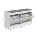 Homcom Shoe Bench, Entryway Bench With 2 Flip Drawers, Seating Cushion, And 2 Vents For 8 Pairs Of Shoes For Hallway, White White Mdf