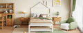 Twin Size Metal Platform Bed With Twin Size Trundle,House Shaped Headboard Design, White Twin White Metal