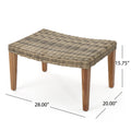 Hampton Wood Wicker Ottoman Natural Grey Metal & Wood