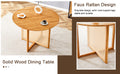Chinese Countryside Retro Solid Wood Round Table, Simple Modern Imitation Rattan Table, Wooden Table, Desk. Suitable For Dining Room, Living Room, Office Wood Rubber Wood