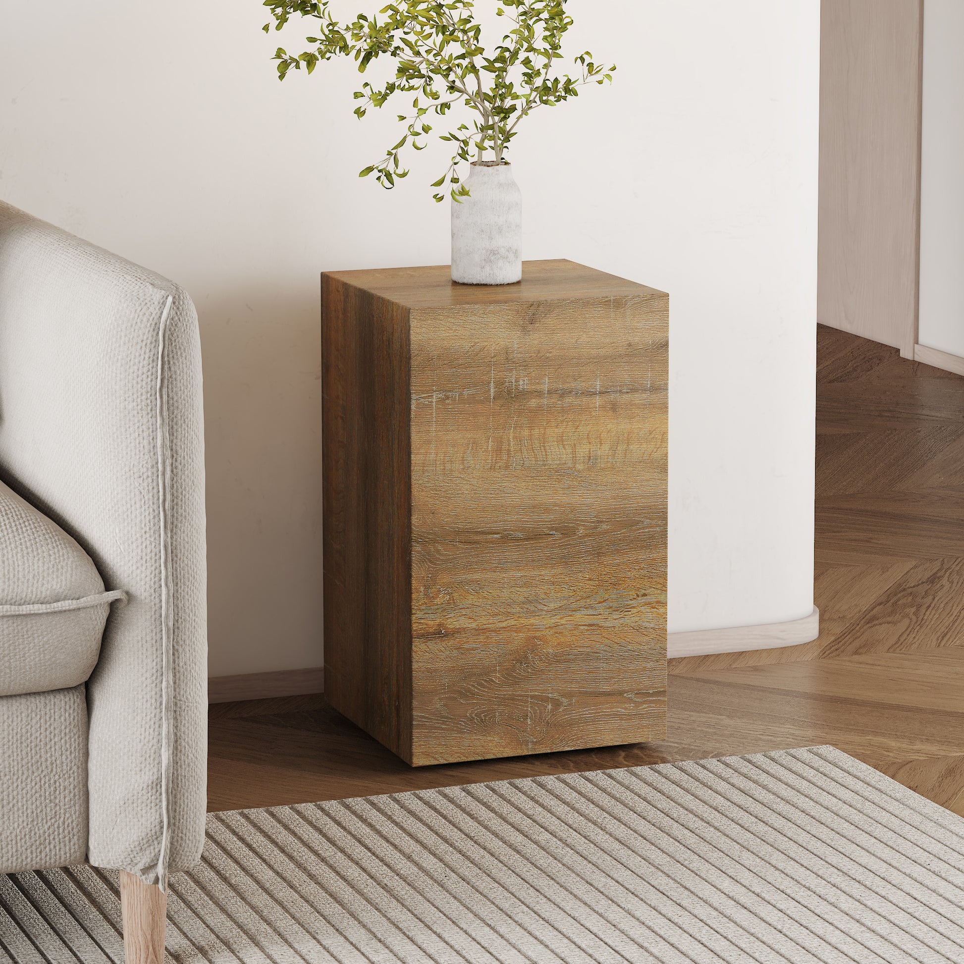 Elevate Your Living Space With This Modern Mdf Coffee Table That Showcases Smooth, Light Wood Color Texture Patterns. It Is Characterized By Stylish Design.12*12*19.6 Wood Mdf