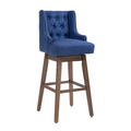 Coolmore Bar Stools Set Of 2 Counter Height Chairs With Footrest For Kitchen, Dining Room And 360 Degree Solid Wood Legs Swivel Bar Stools Set Of 2 Navy Linen Navy Foam Linen