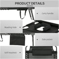 Outsunny Folding Chaise Lounge With 5 Level Reclining Back, Outdoor Tanning Chair With Reading Face Hole, Outdoor Lounge Chair With Side Pocket & Headrest For Beach, Yard, Patio, Black Black Steel