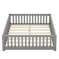 Full Size Bed Floor Bed With Safety Guardrails And Door For Kids, Gray Old Sku: W158090691 Full Gray Pine